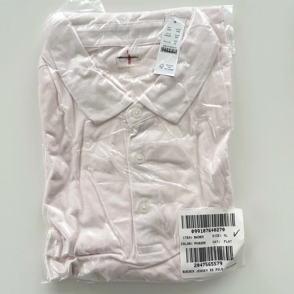 NWT J. Crew Sueded Cotton Polo Shirt Soft Pink
